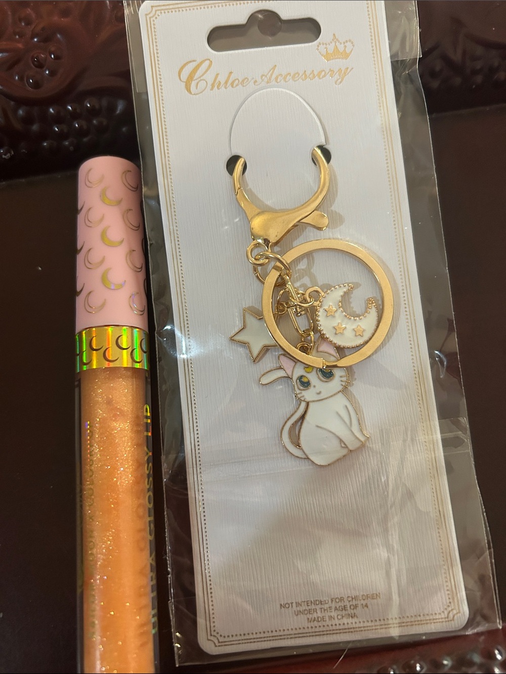 Sailor Moon ColourPop Moon Tiara Lip Gloss & Cat Moon Keychain Set (NWOT)